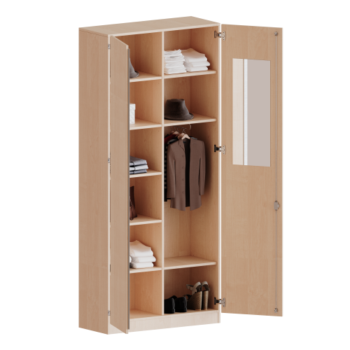 Produkt Bild Garderobenschrank mit Spiegel und Garderobenstange, 6 Ordnerhöhen - Serie evo180 T8056KAM