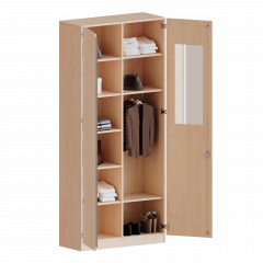 Produktbild Garderobenschrank mit Spiegel und Garderobenstange, 6 Ordnerhöhen - Serie evo180 T12066KAM