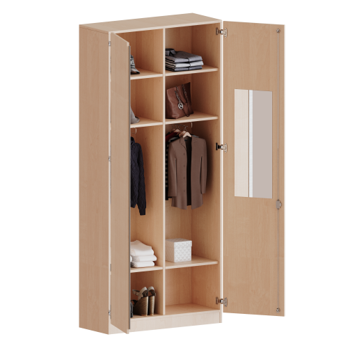 Produkt Bild Garderobenschrank mit Spiegel und Garderobenstange, 6 Ordnerhöhen - Serie evo180 T12066KM