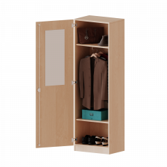 Produktbild Garderobenschrank mit Spiegel und Garderobenstange, 5 Ordnerhöhen - Serie evo180 T6045KLI