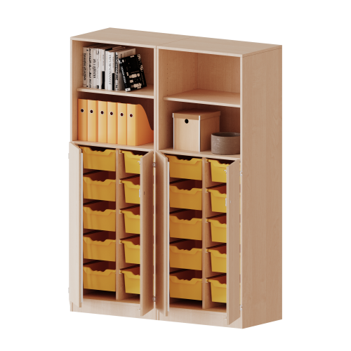 Produkt Bild ErgoTray Kombi-Schrank, vierreihig, zweiteilig, 5 Ordnerhöhen - evo180 Serie E14153TG2R