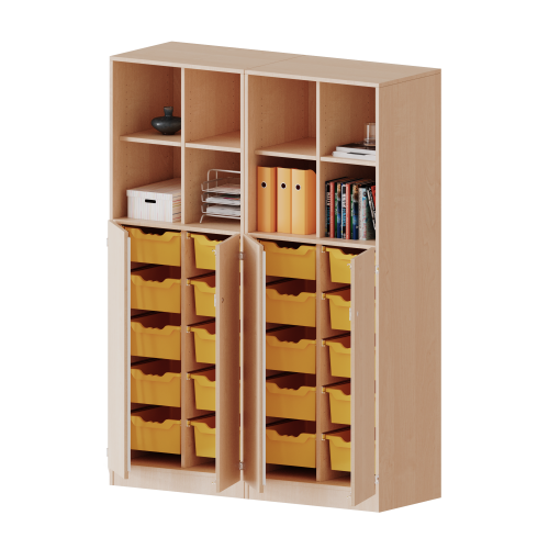 Produkt Bild ErgoTray Kombi-Schrank, vierreihig, zweiteilig, 5 Ordnerhöhen - evo180 Serie E14153TG2RMM