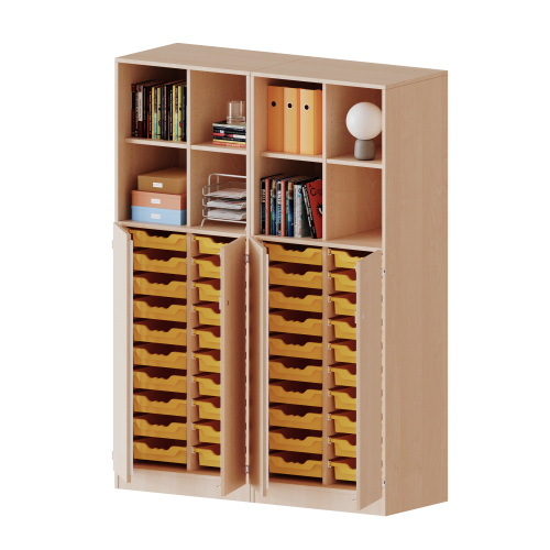 Produkt Bild ErgoTray Kombi-Schrank, vierreihig, zweiteilig, 5 Ordnerhöhen - evo180 Serie E14153TK2RMM