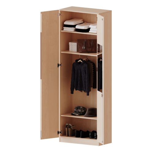 Produkt Bild Garderobenschrank mit Spiegel und Garderobenstange, 6 Ordnerhöhen - Serie evo180 T8046K