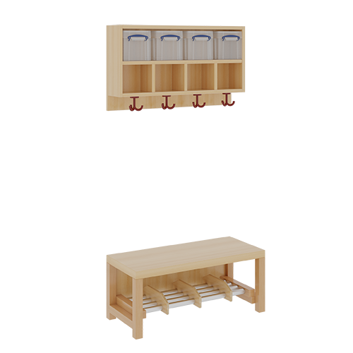 Produkt Bild Komplettgarderobe mit doppelter Ablagereihe inklusive Boxen 11748100RF42