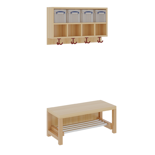 Produkt Bild Komplettgarderobe mit doppelter Ablagereihe inklusive Boxen 11748100R42