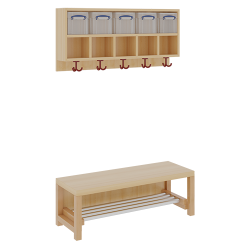 Produkt Bild Komplettgarderobe mit doppelter Ablagereihe inklusive Boxen 11748200R34